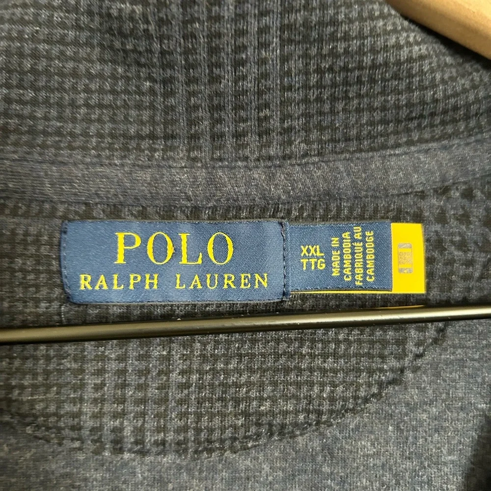 Polo Ralph Lauren Luxury Jersey Quarter-zip Pullover XXL Navy Herringbone GUC